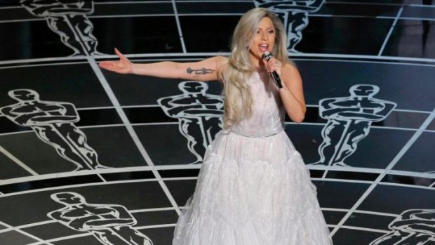 Lady Gaga performs songs from <i>The Sound of Music</i> during the 87th Academy Awards in Hollywood, California.