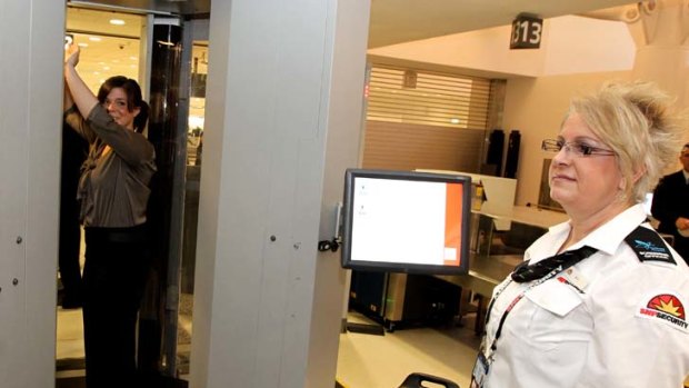 The full-body scan trial is introduced at Sydney International Airport last August.