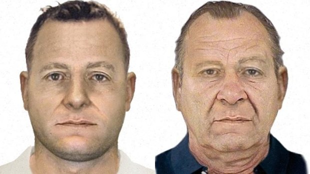 A police-supplied image of the mystery man, as he looked in 1966 (left) and as he might look today.