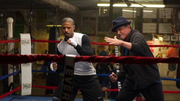 Michael B. Jordan and Sylvester Stallone in <i>Creed</i>.