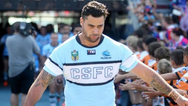 Limited options: Andrew Fifita runs on to the ground against Newcastle.