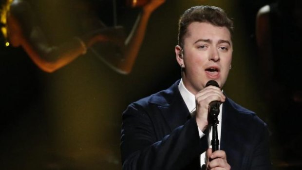 Sam Smith on stage at a recent concert in the US.  