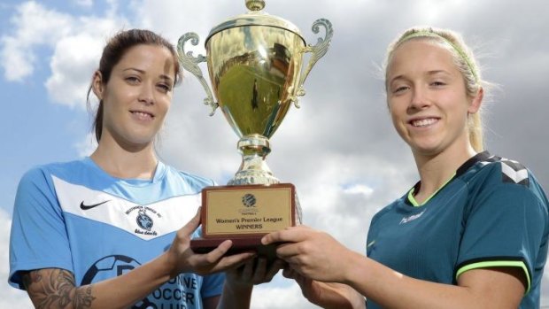 Belconnen United’s captain Michaela Day and ACTAS’ captain Caitlin Cantrill.