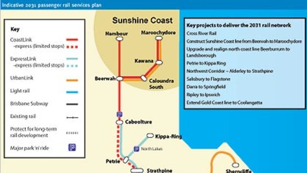 South-east Queensland's proposed 2031 rail network.