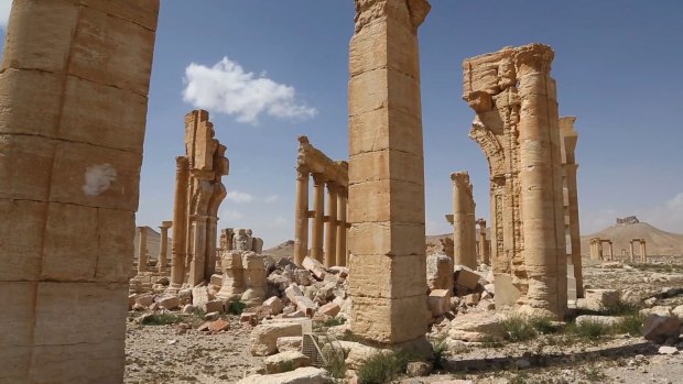 Damage at the ancient ruins of Palmyra.