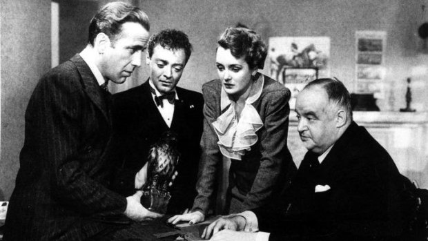 Crucial crossover: Humphrey Bogart with  Peter Lorre, Mary Astor and Sydney Greenstreet in <i>The Maltese Falcon</i>.