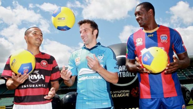 Marquee men: The Wanderers' Shinji Ono, Sydney FC's Alessandro Del Piero and Emile Heskey of the Newcastle Jets.