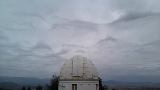 A strange combination of clouds gathering over Mt Stromlo gave the sky an eerie feel yesterday.