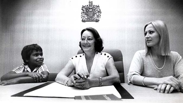 Mother load &#8230; Barbara Holborow with her children, Jacob and Louise at her 1982 swearing in.