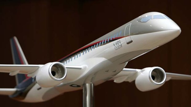 A scale model of the Mitsubishi Regional Jet (MRJ).