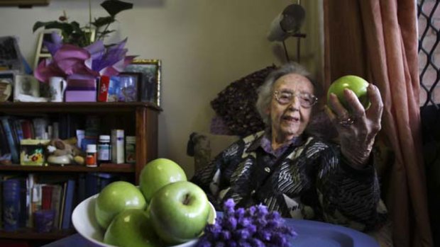 100-year-old Edna Spurway, the great granddaughter of  Granny Smith. <i>Picture: Kate Geraghty</i>