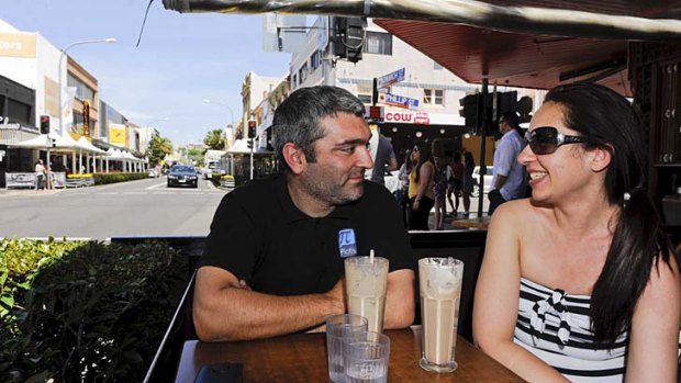 The place to be ... Stathis Kavalidis and Alexandra Mastrorakos in Church Street, the busy hub of Parramatta.
