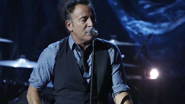 "God bless New York" ... Bruce Springsteen performs during Hurricane Sandy: Coming Together.