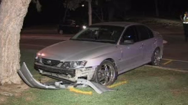 The Holden Commodore was stopped by a police stinger.