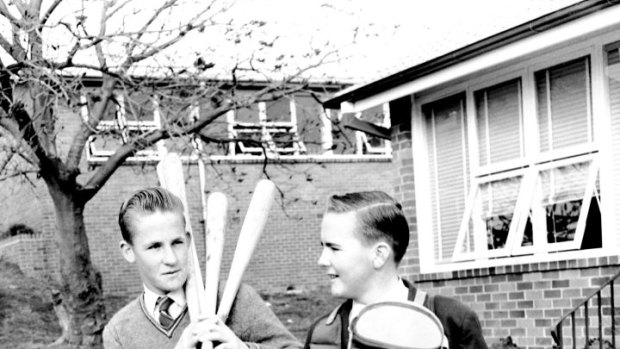 Schoolboys off to play baseball in 1959.  