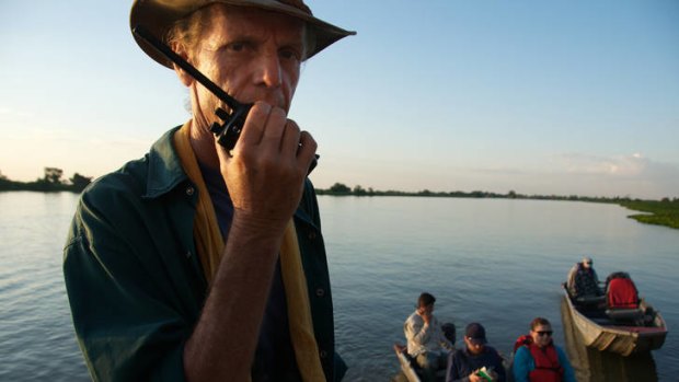 Panatal conservationist Andre Von Thuronyi on the Paraguary River.