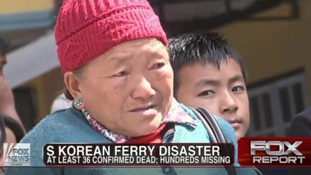 Footage of the mother of a Mount Everest avalanche victim was mistakenly used in Fox's broadcast on the South Korean ferry disaster.