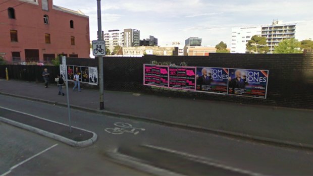 Before the collapse: The wall on the corner of Swanston Street and Cornell Place.