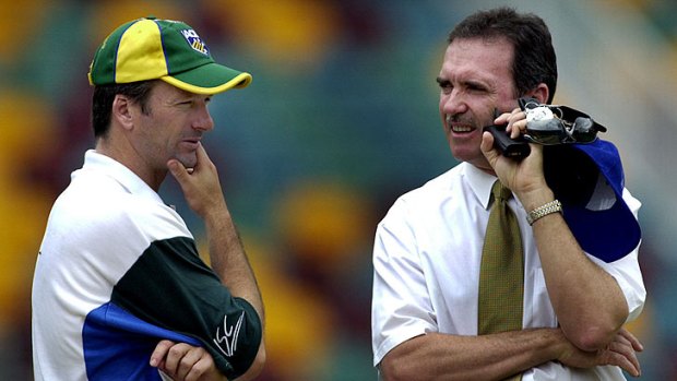 Former Australian cricket captain Steve Waugh with Trevor Hohns during Hohns's time as a national selector.