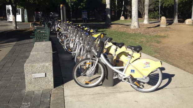 Mellow yellows: a line of CityCycle share bikes.