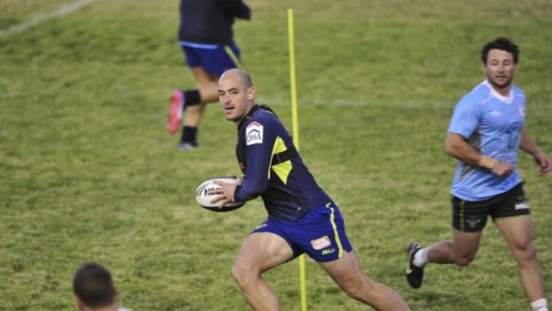 Raiders captain Terry Campese trains at Seiffert Oval on Wednesday night.