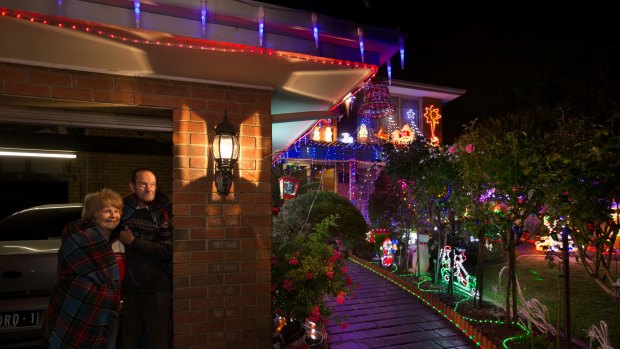 Ready for the rush: Reg and Gale Ford from Wantirna are all set for the thousands of Christmas lights visitors.
