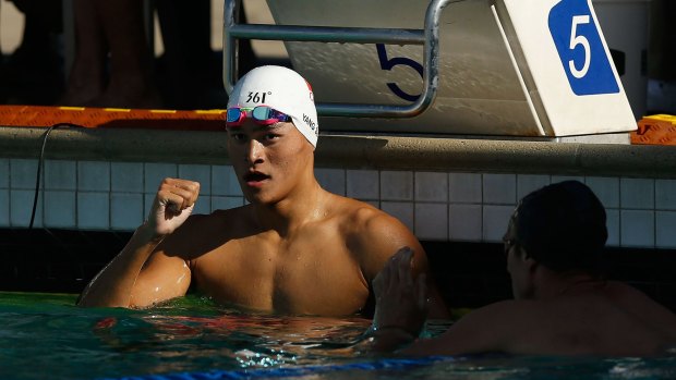 China's Sun Yang was unable to catch rival Mack Horton.