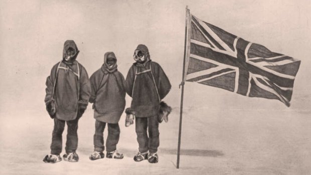 Ernest Shackleton and two of his team within 180 kilometres of the South Pole in 1909.