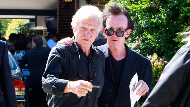 Great mate &#8230; Normie Rowe and Doug Jansen at Ian Turpie's funeral.