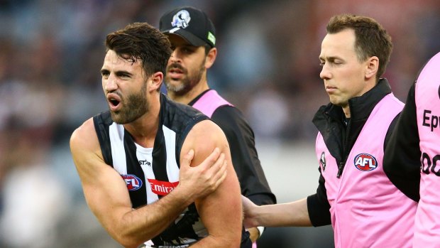 Winged: Alex Fasolo was one of the injured Pies who lost to the Bulldogs on Sunday.