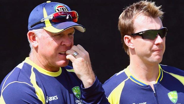 Craig McDermott with Brett Lee during Australia's tour of South Africa last year.
