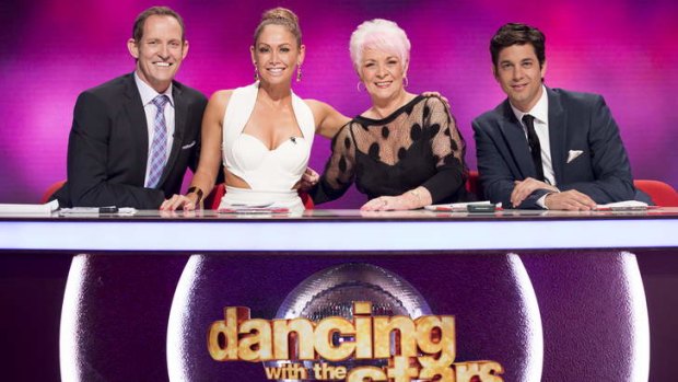 The judging panel from this year's series of <i>Dancing With the Stars</i>, from left Todd McKenney, Kym Johnson, Helen Richey and Adam Garcia.