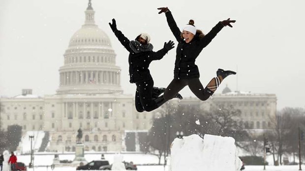 Some people, at least, are making some fun from the winter storm that has hit the US.