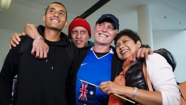The Kyrgios family back together again after Nick's Wimbledon heroics.