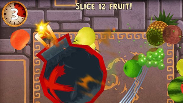 A screenshot of the Halfbrick Studios game Fruit Ninja.