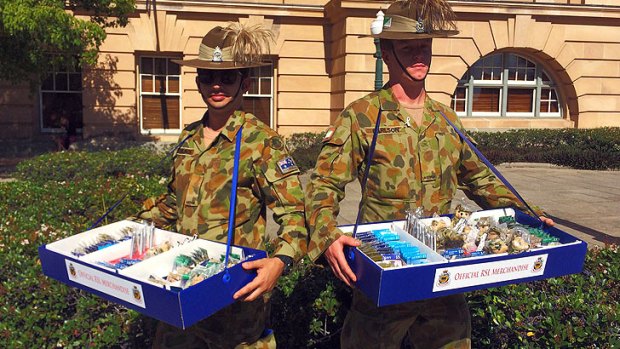 Military personnel posted around the CBD raising funds for war veterans.