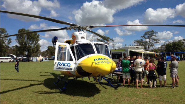 The injured skydiver was flown to the Princess Alexandra Hospital.