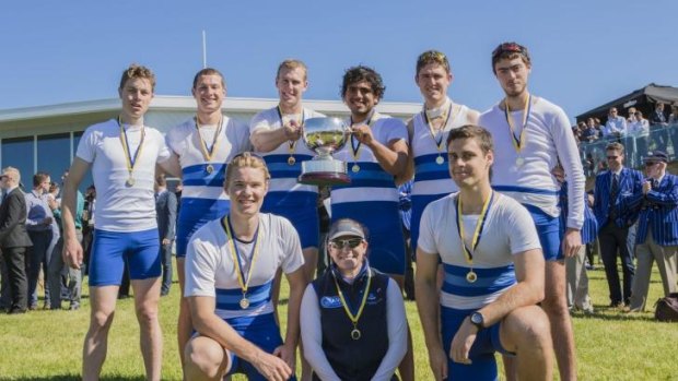The 44th Disher Cup Regatta: Australian National University Boat Club. Men's coxed eight.