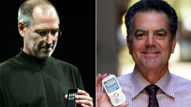 Too close for comfort ... Steve Jobs and Ed Colligan.