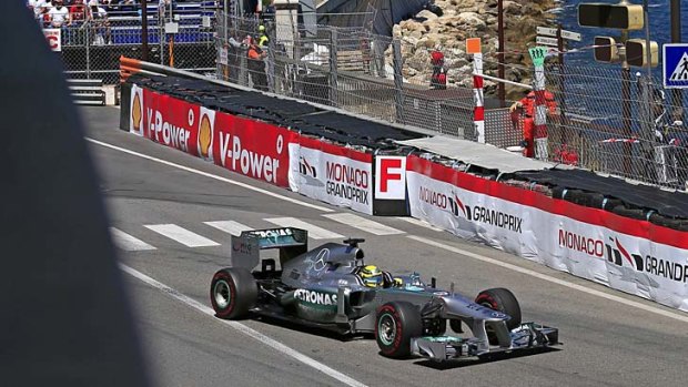 Mercedes Formula One driver Nico Rosberg of Germany on his way to victory in the Monaco Grand Prix.