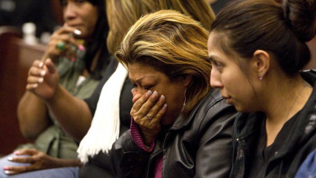 Rosie Castillo, grandmother of 16-month-old fire victim, Elias Castillo, cries in court.