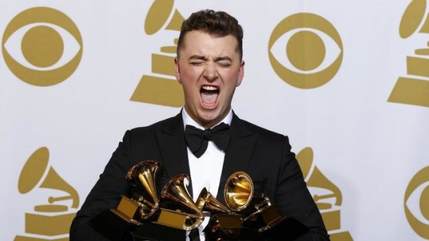 Back in business: Sam Smith (pictured here at the Grammys in February) is on the mend after surgery. 