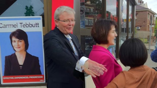 Kevin Rudd with Carmel Tebbutt in Marrickville today.