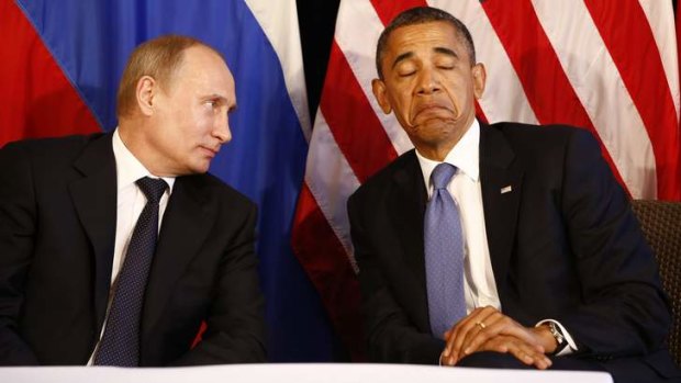 Mr Obama meets with Mr Putin in Los Cabos, Mexico, last year.