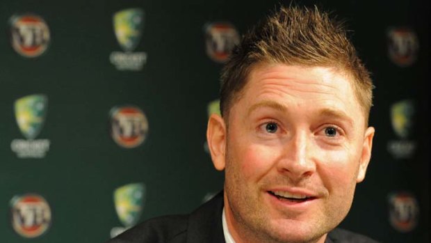 Strangers in the flight &#8230; Michael Clarke at Sydney Airport yesterday. Clarke has only spoken to Test new boy Nathan Lyon on the phone.