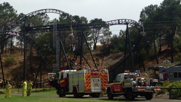 Fire crews at Adventure World after people became stuck on the chair lift.