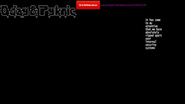 How Pizza Hut's site appeared when defaced and hacked.