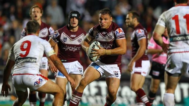 Anthony Watmough on the attack for Manly.