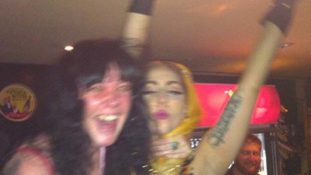 Lady Gaga parties with staff at Northcote Social Club. Photo posted on Twitter.