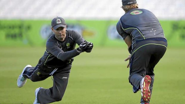 Don't tell him it's a dead rubber: Michael Clarke at training.